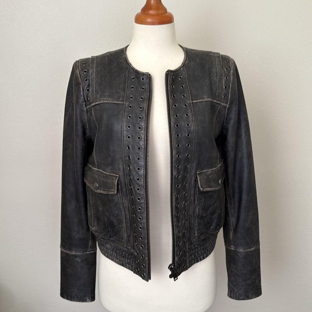 EUC $448 Banana Republic Heritage Collection Leather Jacket Bomber Small